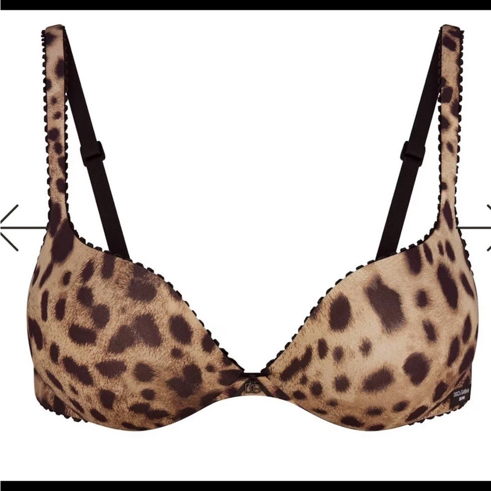 SKIMS x Dolce & Gabbana Leopard Teardrop Push-Up Bra 34A NWT